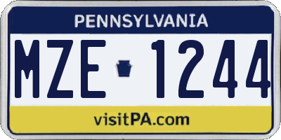 PA license plate MZE1244