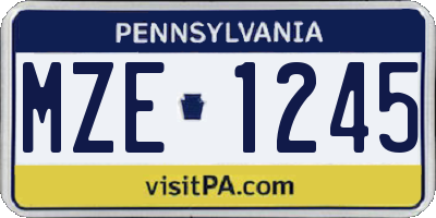 PA license plate MZE1245