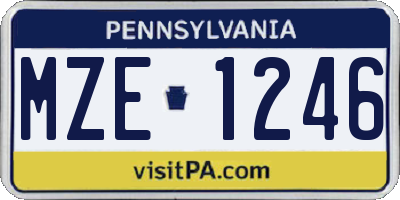PA license plate MZE1246
