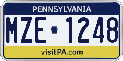 PA license plate MZE1248