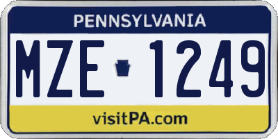 PA license plate MZE1249