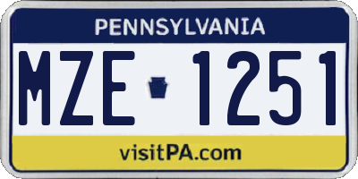 PA license plate MZE1251