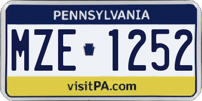 PA license plate MZE1252