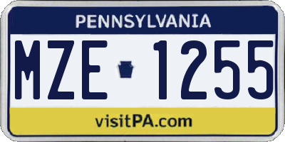 PA license plate MZE1255