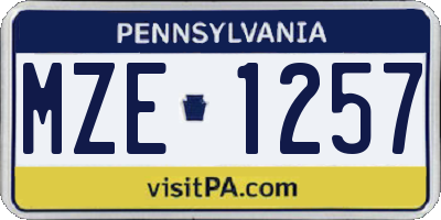 PA license plate MZE1257