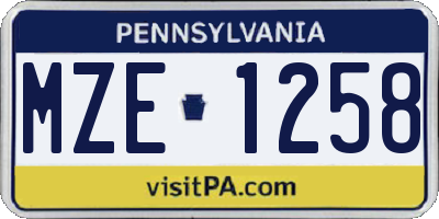 PA license plate MZE1258