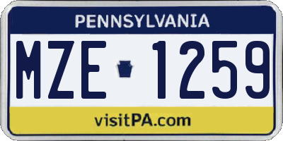 PA license plate MZE1259