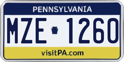 PA license plate MZE1260