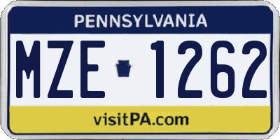 PA license plate MZE1262