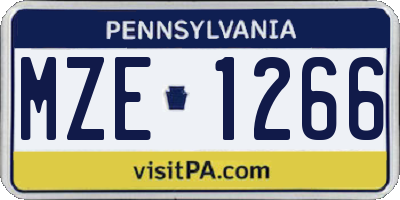 PA license plate MZE1266