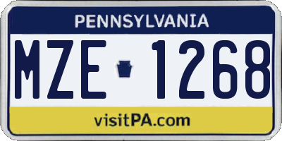 PA license plate MZE1268