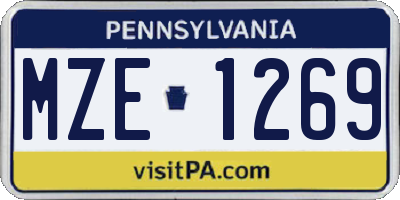 PA license plate MZE1269