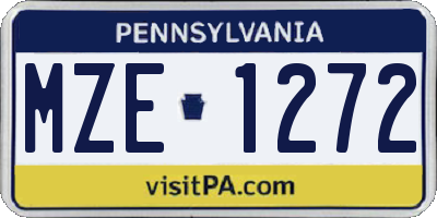 PA license plate MZE1272