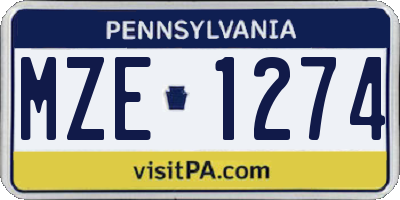 PA license plate MZE1274