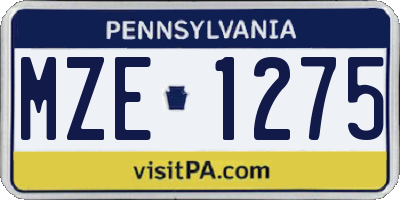 PA license plate MZE1275