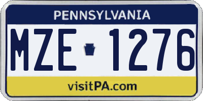PA license plate MZE1276