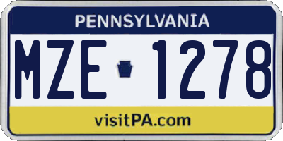 PA license plate MZE1278