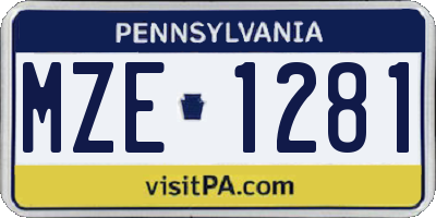 PA license plate MZE1281