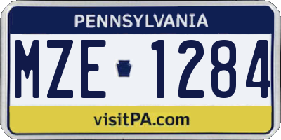 PA license plate MZE1284