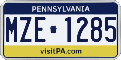 PA license plate MZE1285