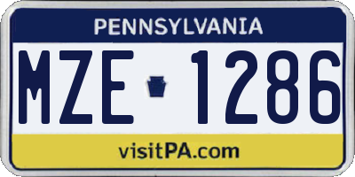 PA license plate MZE1286