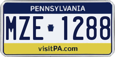 PA license plate MZE1288