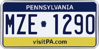 PA license plate MZE1290