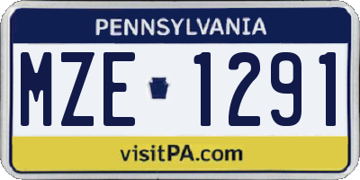 PA license plate MZE1291