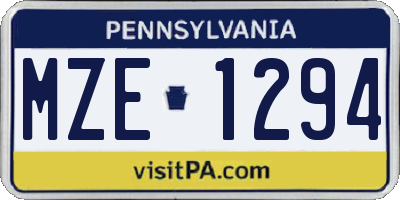PA license plate MZE1294