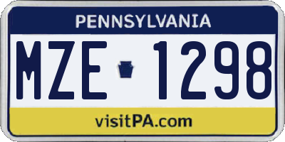 PA license plate MZE1298
