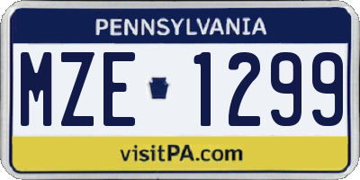 PA license plate MZE1299