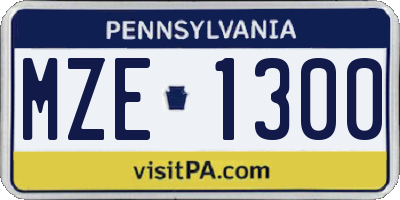 PA license plate MZE1300