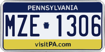 PA license plate MZE1306