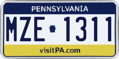 PA license plate MZE1311
