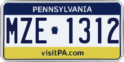 PA license plate MZE1312