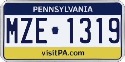 PA license plate MZE1319