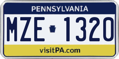 PA license plate MZE1320