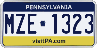 PA license plate MZE1323