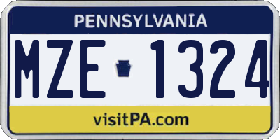 PA license plate MZE1324