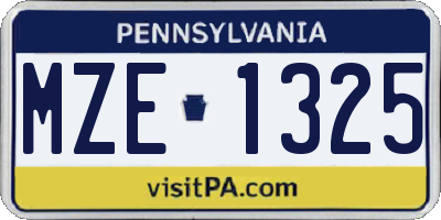 PA license plate MZE1325