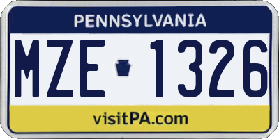 PA license plate MZE1326