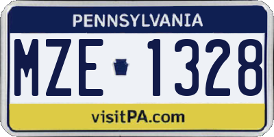 PA license plate MZE1328