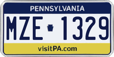PA license plate MZE1329