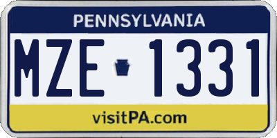 PA license plate MZE1331