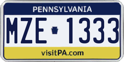 PA license plate MZE1333
