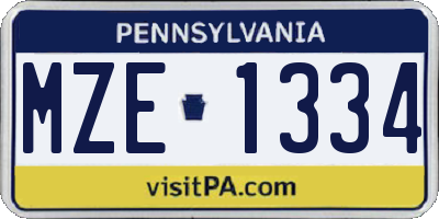 PA license plate MZE1334