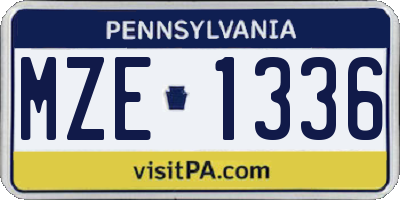 PA license plate MZE1336