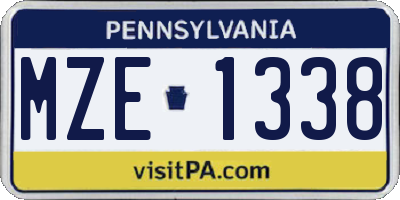 PA license plate MZE1338