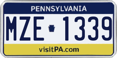 PA license plate MZE1339