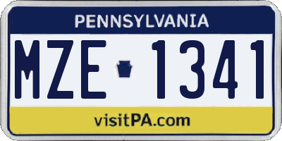PA license plate MZE1341